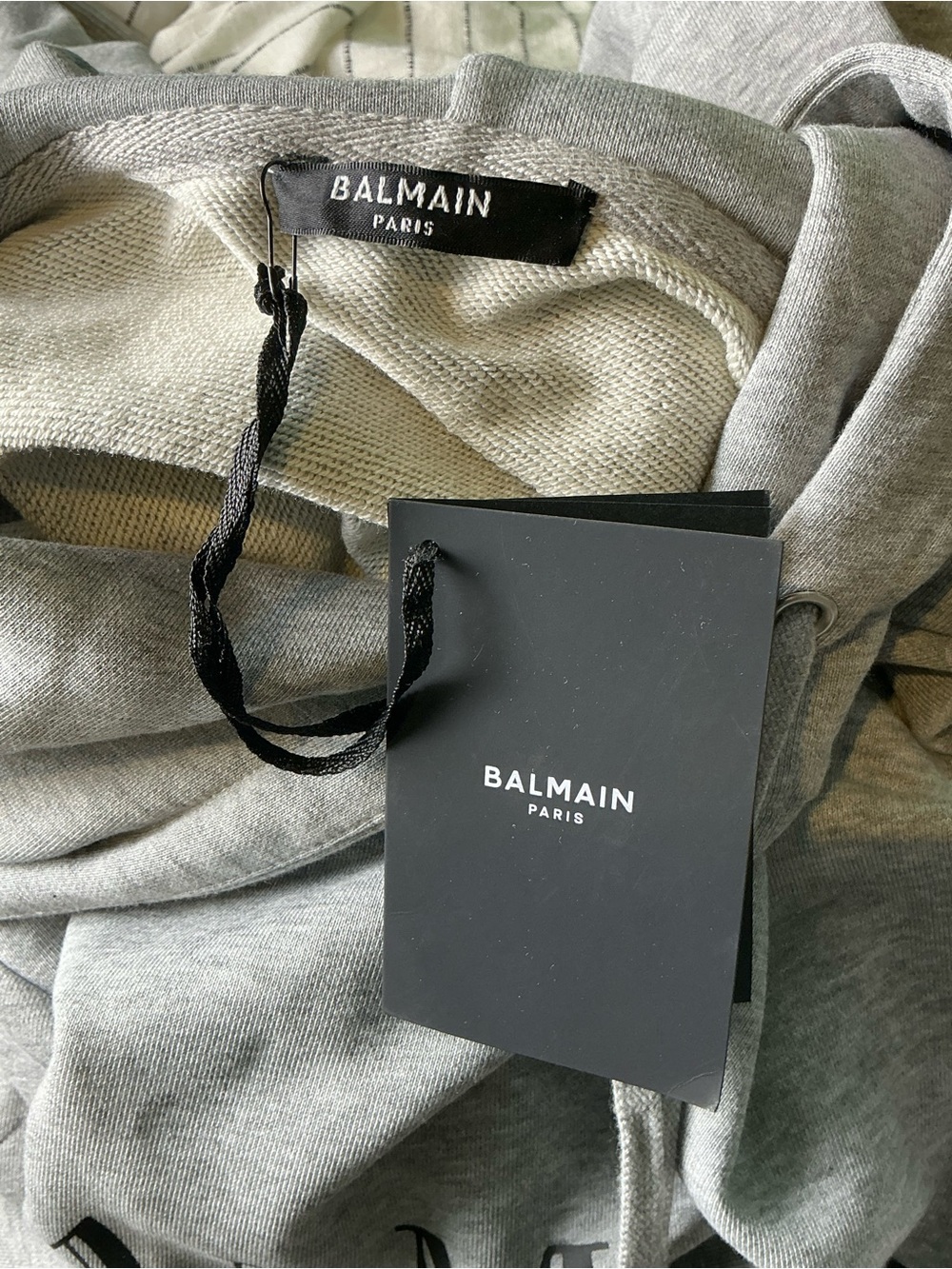 Balmain Paris Men's Grey Logo Hoodie Size 2XL - Picture 13 of 16